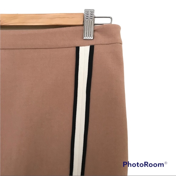 Zara Tan Midi Skirt | Side Slit | Mod Stripe - Picture 2 of 9